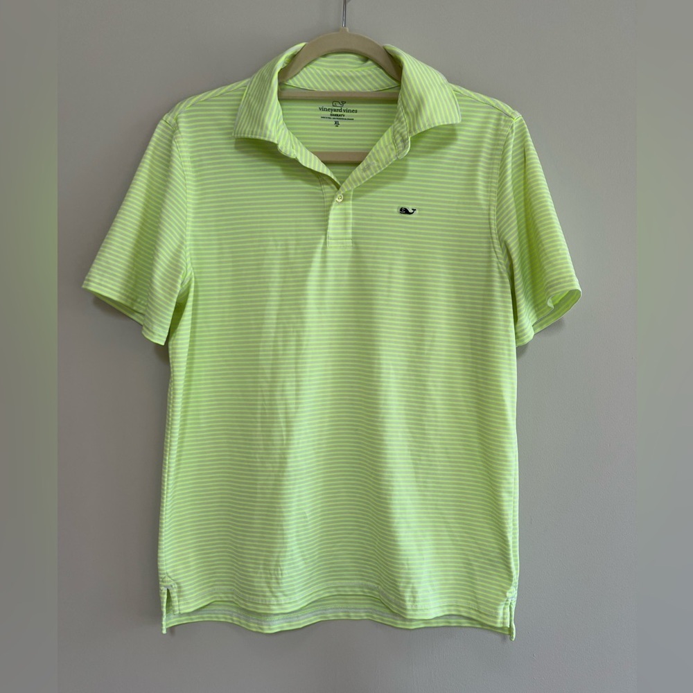Vineyard Vines Kids Bradley Stripe Sankaty Performance Polo, Yellow/Gray, XL